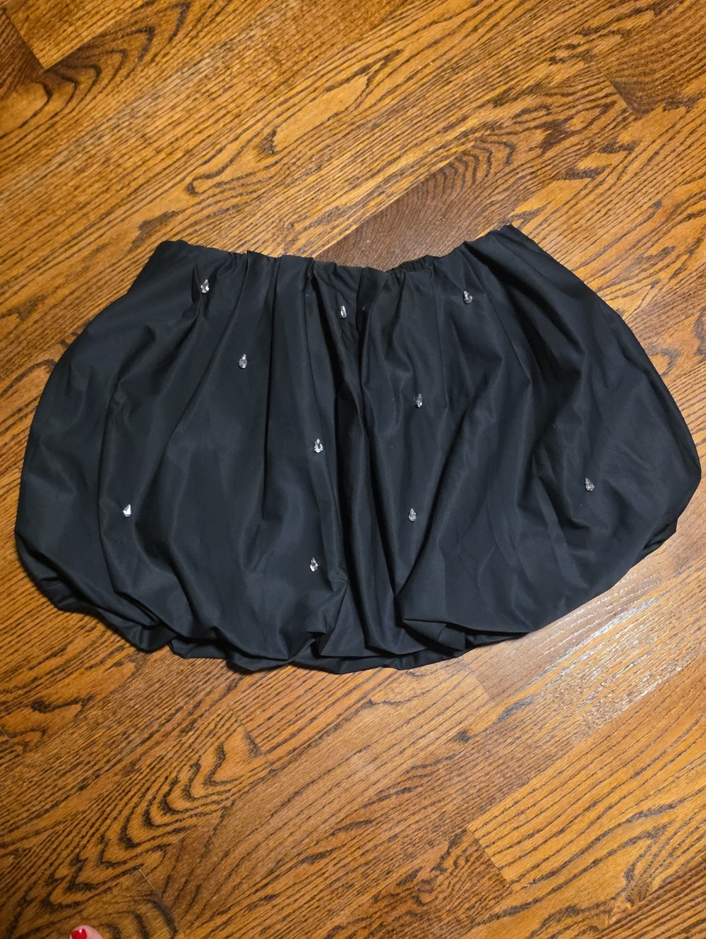 NWOT a new day Black Bubble Hem Skirt with Subtle Crystal Accents